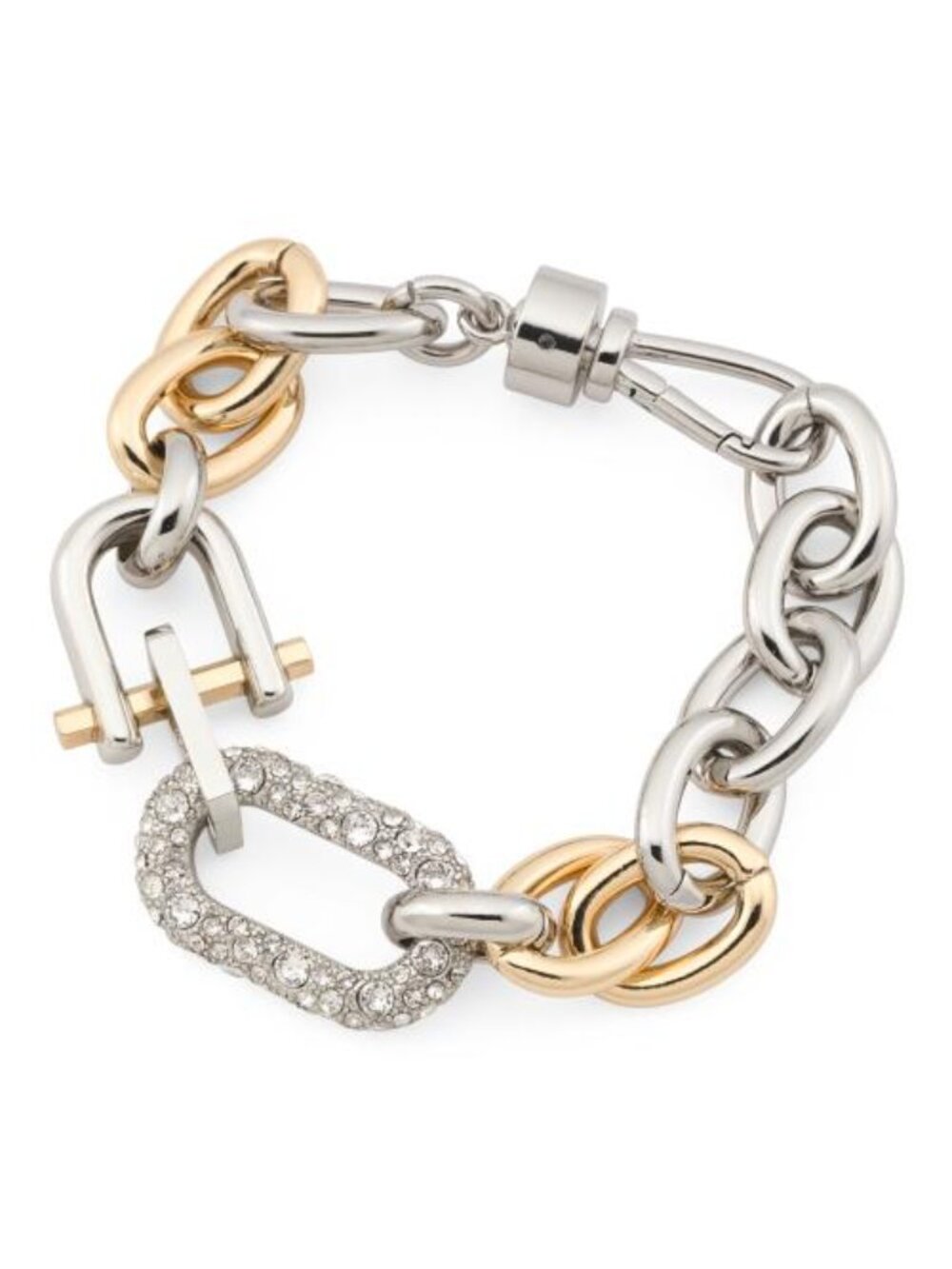 ALL SAINTS Two Tone Pave Crystal Link Bracelet
